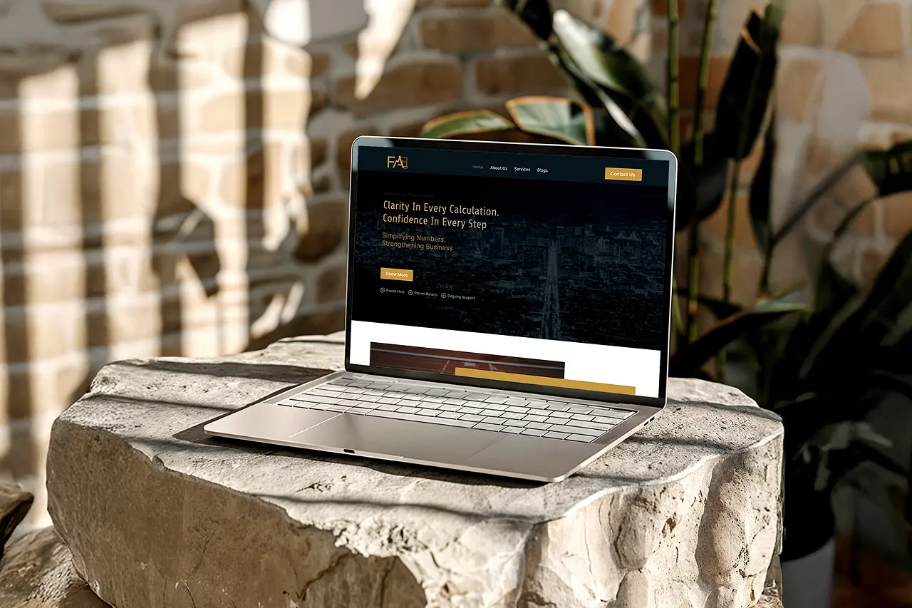 FA Business accounting website design — laptop mockup